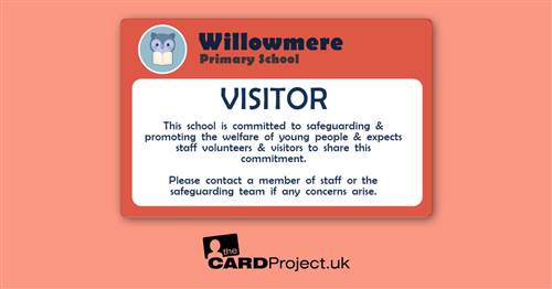 Primary School Visitor Card Wise Owl Coral